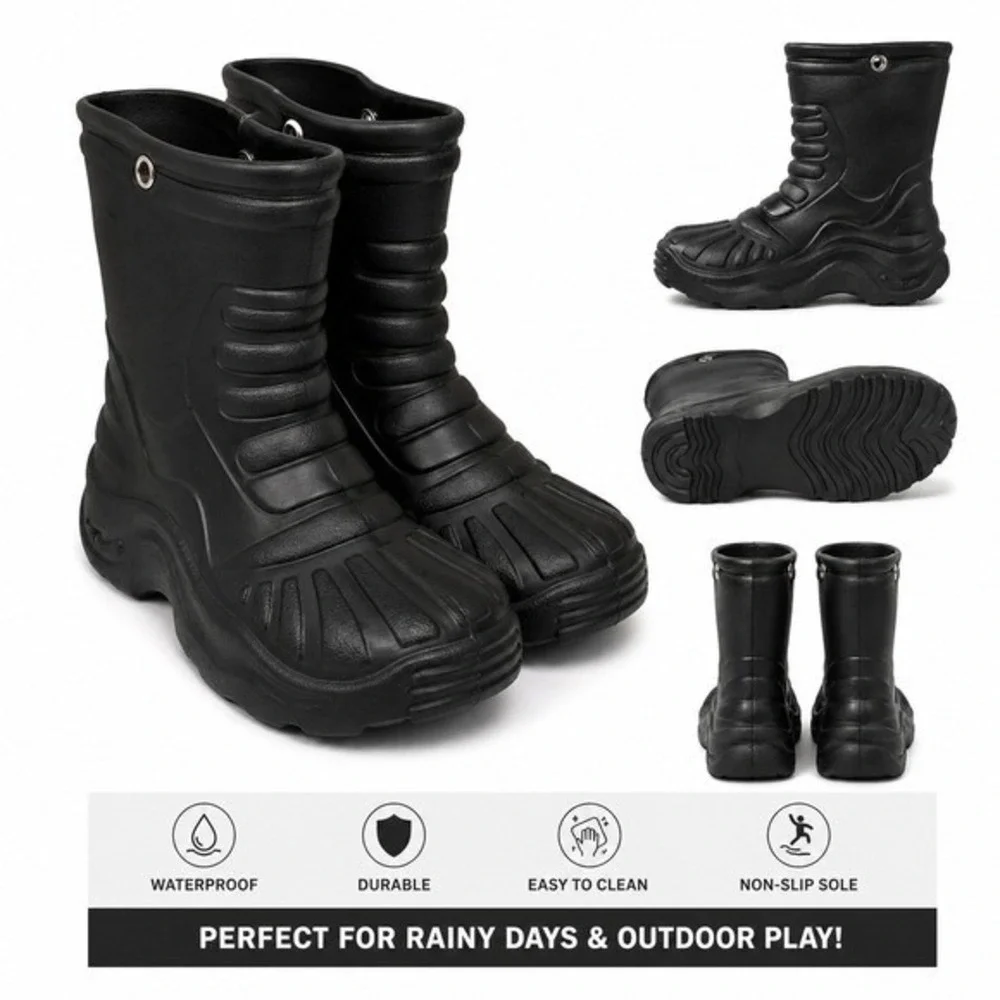 Little Boy‎ Rain Boots Black Waterproof Size 1.5 New With Tags